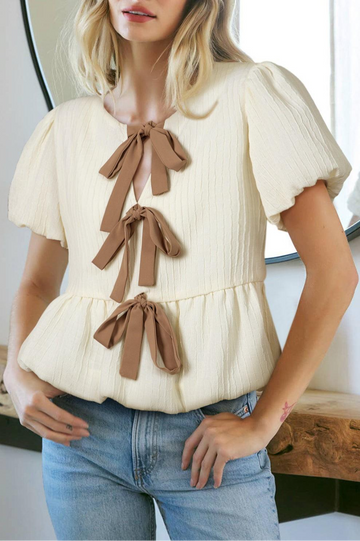 Elise Bow Textured Top
