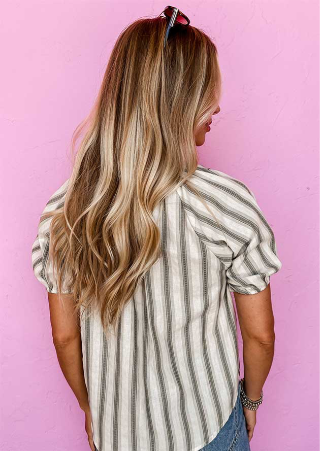 Aria Stripe Frill Top