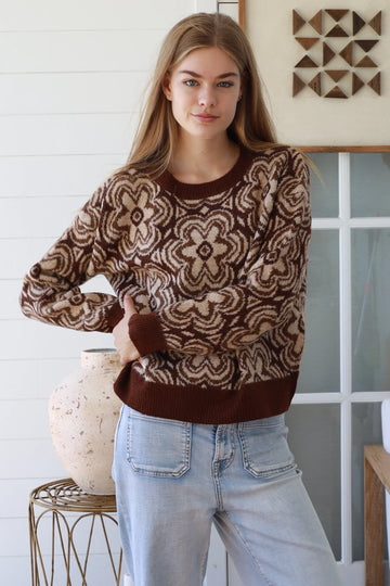 Floral Jacquard Knit Sweater