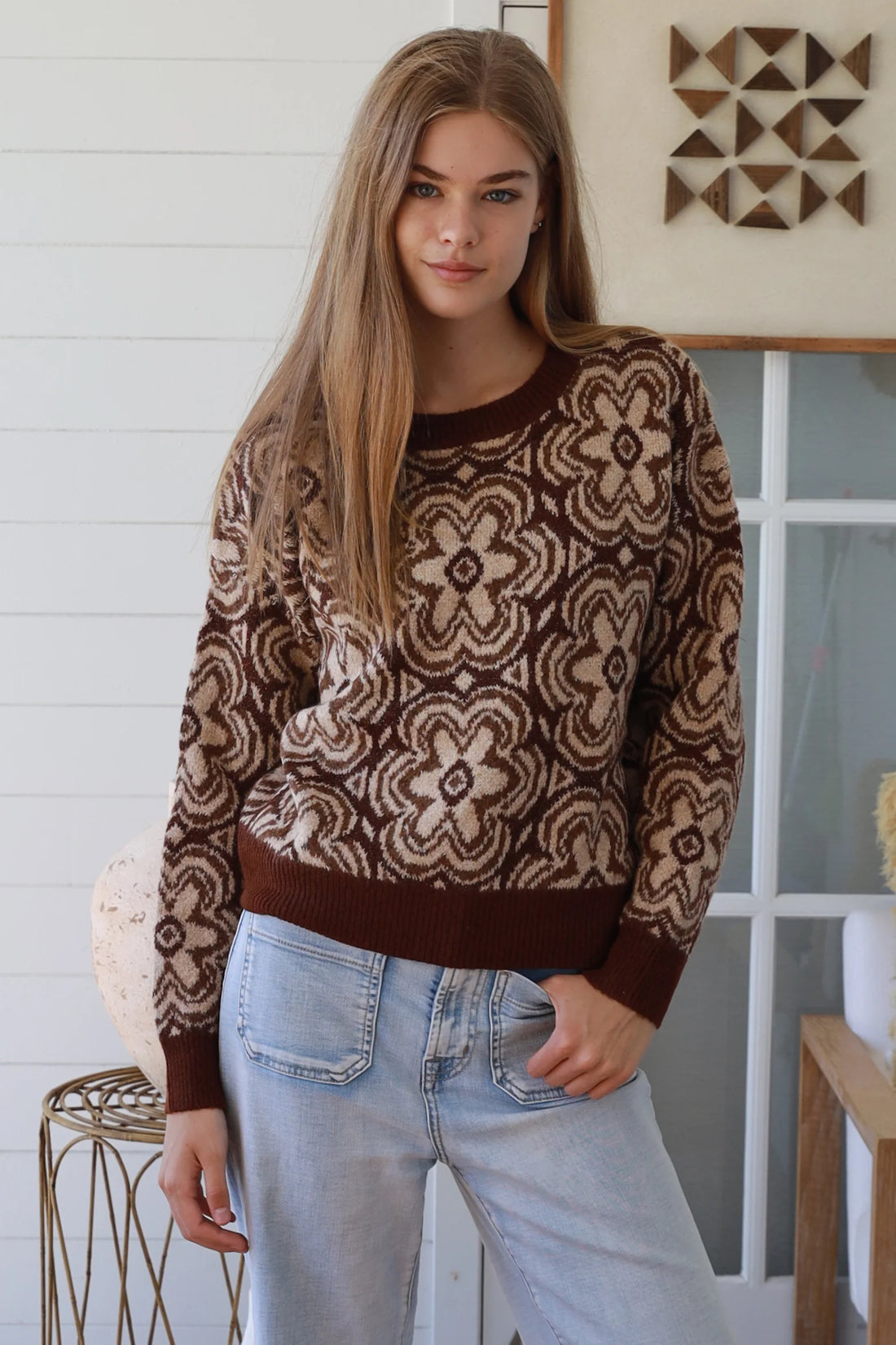Floral Jacquard Knit Sweater