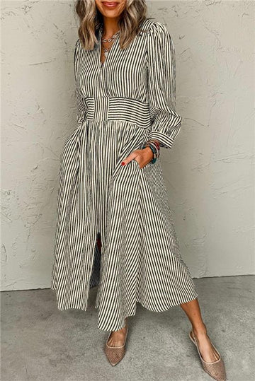 Rhea Stripe Zip Midi Dress