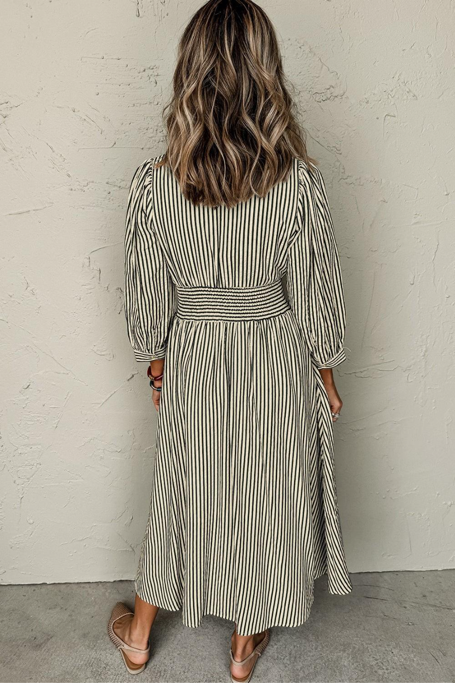 Rhea Stripe Zip Midi Dress
